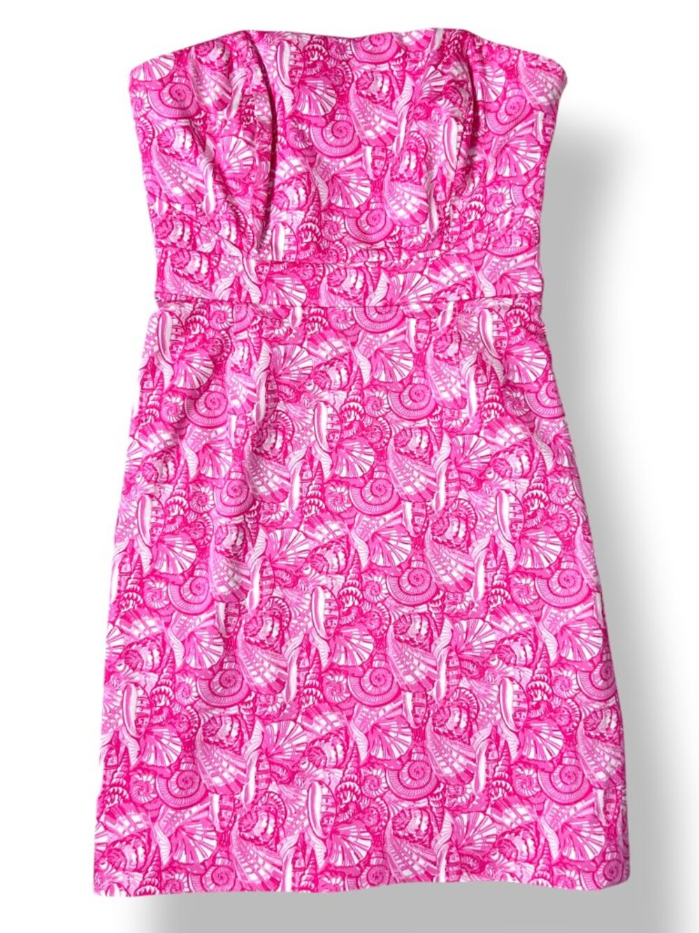 Vineyard Vines Pink Seashell Print Strapless Mini Dress Sz 00